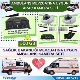 Resim Ambulans Yönetmeliğine Uygun 2 Kameralı 8 Kanal Mobil Nvr 500 Gb Tak Kullan Set 