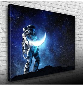 Resim Ay Taşıyan Astronot Soyut Kanvas Tablo 50 X 70 