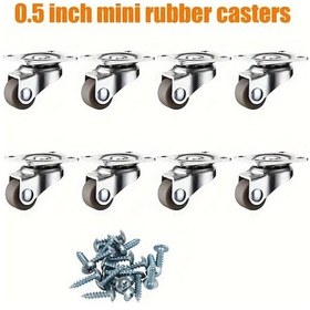 Resim Dashanshop Mini Düşük Profilli Kendinden Yapışkanlı 8 Adet Kahverengi Kauçuk Döner Tekerlek 