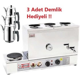 Resim Mizan Üç Demlikli 40 Lt. Çay Kazanı - 3 Adet Demlik Hediyeli 