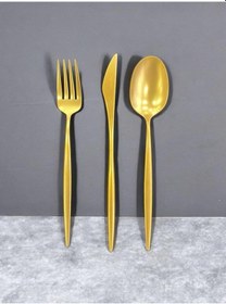 Resim Maxx Doria Cosmos Titanyum Mat Gold 12 Kişilik 84 Parça Çatal Kaşık Bıçak Takımı Pa1034 Altın 