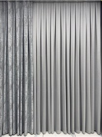 Resim Büyük Balık Sırtı Gri Tül Perde 1/2,5 Orta Sık Pile Büyük Gri 