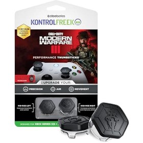 Resim KontrolFreek Görev çağrısı: Xbox One (XB1) ve Xbox Series X (XBX) için Modern Warfare III Performans Parmak Çubukları | 1 Yüksek Bel, 1 Orta Yükseliş | Siyah/Şeffaf 