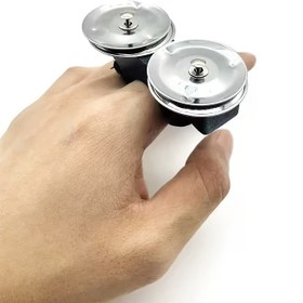 Resim 1 adet El Tipi Çıngırak - Metal Çanlarla Desteklenen Katı Ahşap Parmak Davulu, Afrika Konga Davul Vurmalı Çalgı Haki/Siyah, Davul Aksesuarları 