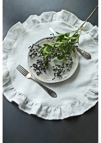 Resim Wellstil Rufle 6'lı Keten Yuvarlak Amerikan Servisi 40cm - Siyah 