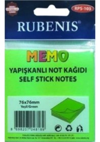 Resim Memo Yapışkanlı Not Kağıdı 76x76mm Yeşil - 3 Adet 