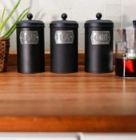 Resim The Mia Çay Şeker Kahve Kavanozu 1,60 Lt Siyah Mgl0019 