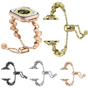 Resim Sones iOS Uyumlu Watch 4 44mm Şerit Dalga Metal Saat Kordonu 