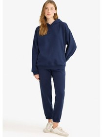 Resim Defacto Basic Düz Cepli Beli Bağcıklı Kalın Jogger Eşofman Altı F9622ax25aunv251 Lacivert 