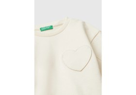 Resim Benetton Kız Bebek Ekru Kalpli Sweatshırt 3NBMG10K2-25K-015 