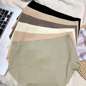 Resim 6'lı Katı Renk Dikişsiz Yüksek Elastikiyet Üçgen Külot, Basit, Rahat ve Nefes Alabilen Kadın İç Çamaşırı. 