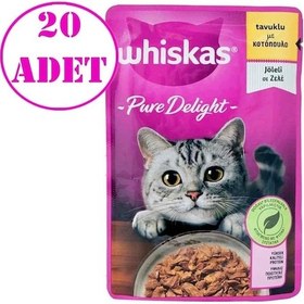 Resim Whiskas Pouch Pure Delight Tavuklu Yetişkin Kedi Maması 20 x 85 G 