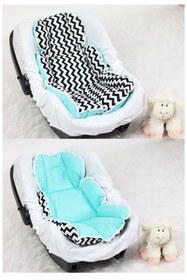 Resim Puset Minderi mınt ve siyah zigzaklı 