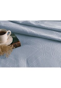 Resim Taç Arlette Mavi Çift Kişilik Pike Takımı Taç Pike Takımı Jakar Mavi 