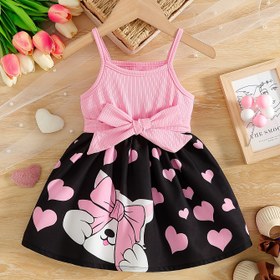 Resim Kızlar için İlkbahar ve Yaz Klasik Askılı Elbise Yeni Doğan Kare Yaka Elbise Çocuklar için Elbise Sevimli Kedi Kızlar için Rahat Kolsuz Tatlı Moda Elbise + Kemer Taze Klasik Tatlı Sevimli Şık Tüm Durumlar İçin Uygun 
