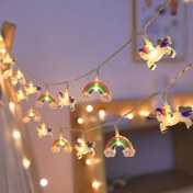 Resim 1 Sevimli Gökkuşağı ve Unicorn Işıklı Dizüstü, 59.05 İnç Peri LED Işıklar, Pille Çalışan (Piller Dahil Değildir) Ev Yatak Odası Dekoru, Düğün Partisi, Doğum Günü Hediyesi, Noel, Cadılar Bayramı Süslemeleri - 10 LED Halloween ve Noel Aydınlatmaları 