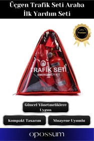 Resim Genel Markalar TSE Belgeli Tüvtürk Uyumlu Üçgen Trafik Seti Bez Çantalı Karayollarına Uygun Araba İlk Yardım Üçgen 