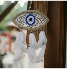 Resim Nazar Boncuğu Motifli Göz Model Duvar Süsü El İşçiliği Duvar Deko 