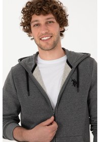 Resim U.S. Polo Assn. Erkek Regular Fit Antrasit Melanj Örme Hırka 50313748-VR081 