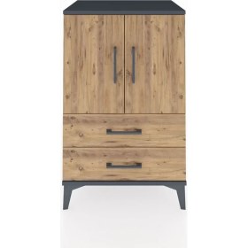 Resim Dienni Hyperion Komodin 2 Raflı 2 Çekmeceli 2 Kapaklı 60X44X96 Antrasit-Çam 