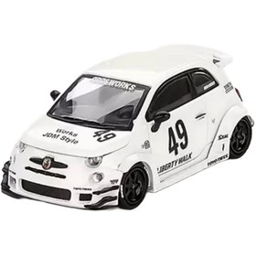 Resim NW NessiWorld Mini GT 1/64 LB-WORKS x Abas Works ABARTH 595 Gara White - Blister Paket 