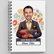 Resim En Başarılı Erkek Sınıf Öğretmeni Karikatürlü Defter 