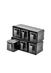 Resim Standlı Kendinden Kapaklı 6 Lı Baharatlık Seti Tezgâh Üstü Pratik Ve Şık Baharat Düzenleyici Siyah 