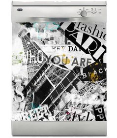 Resim Jasmin2020 Bulaşık Makinası Sticker Kaplama Etiketi Paris Popart 