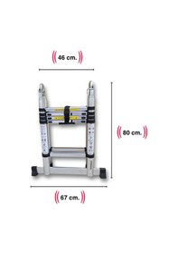 Resim Endokon 160 + 160 Cm. - 5+5 Basamaklı Teleskopik Merdiven - A Tipi Uzayan Merdiven 