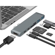 Resim Markacase Macbook Pro Type C 7'li Hub + 4k Hdmı + Kart Okuyucu + 2 Usb 3.0 - Silver 