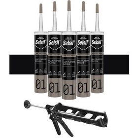 Resim Selsil Ga Silikon 280 Gr. Siyah 5 Adet , Plastik Tabanca Siyah 