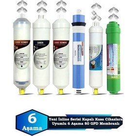 Resim Sumarkt Yeni Seri İnline Kapalı Kasa Su Arıtma Cihazı Uyumlu 6 Aşama 80 Gpd Süper Membranlı Alkalinli Set 