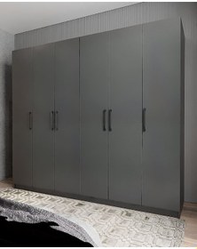 Resim Cartel 6 Kapaklı Çekmeceli Gardırop Dolap Füme 