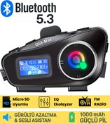 Resim SONREİR Q58 Max Motosiklet Kask Kulaklık İnterkom Bluetooth FM Radyo SD Kart Destekli EQ Özellikli İntercom 