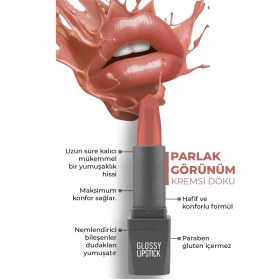 Resim Alix Avien Uzun Süre Kalıcı Yoğun Renk Veren Nemlendirici Parlak Ruj Glossy Lipstick 306 Spicy Rose 