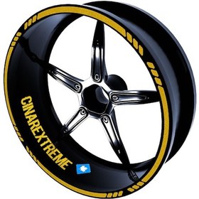 Resim 4 Parçalı Kesikli Tasarımlı Yaldızlı Gold Jant Şeridi Sticker Çınar Extreme 