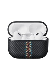 Resim Apple Uyumlu AirPods Pro Kılıf Magsafe Özellikli 600d Aramid Fiber Pitaka Orchestra Serisi Rhapsody Siyah-mavi 