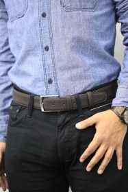 Resim Guard Mat Deri Erkek Kemeri 4 Cm - Kahverengi Çok Renkli 