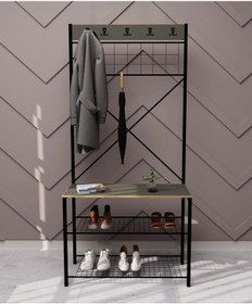 Resim Geniş Metal Portmanto,ayakkabılık Füme 1348 