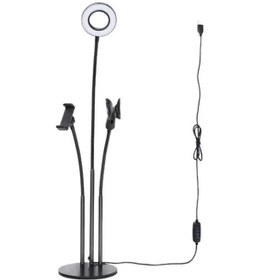 Resim Youtuber Led Selfie Tripod Telefon Ve Mikrofon Tutuculu Canlı Yay 
