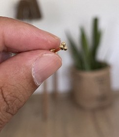 Resim 316 L Cerrahi Çelik Tragus Helix Kıkırdak Conch Minimal Üç Toplu Piercing Beyaz - Siyah 