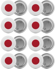 Resim Saturn Japonya Bayrağı Çanta Rozeti Seti 8 Adet En Büyük Boy 5.8cm Iğneli Broş 