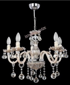 Resim İstanbul Avize Almira 5 Li "krem" Cam Kollu Avize Krem 