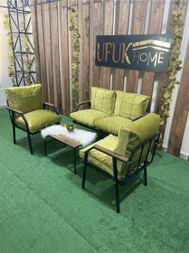 Resim Linda 2 1 1 Sehpalı Bahçe Takımı, Balkon Mobilyası, Balkon Bahçe Mobilyaları, Masa Takımı Hardal 
