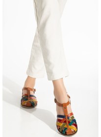 Resim Taba Multi Ortopedik Hakiki Deri Kadın Sandalet Çok Renkli 
