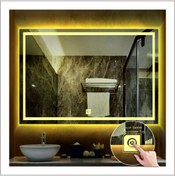 Resim GLOBAL LED MIRROR 80x120 Cm Günışığı Ledli Tasarım Kumlamalı Dokunmatik Tuşlu Banyo Aynası Makyaj Aynası Işıklı Ayna 