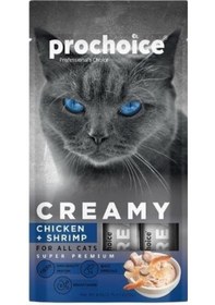 Resim Pro Choice Creamy Kediler İçin Tavuklu Karidesli Sıvı Kedi Ödül 4 x 15 G 