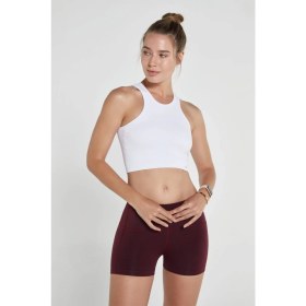 Resim Jerf Palmi Kendinden Desenli Yuvarlak Yaka Kaplı Bra Beyaz 