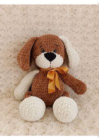 Resim El Yapımı Amigurumi Kadife İp Köpek /oyuncak/hediyelik/sağlıklı Oyuncak 30 Cm 