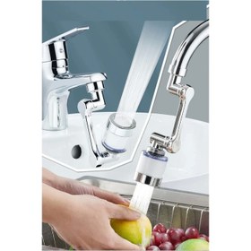 Resim 1080 ° Derece Dönebilen Filtreli Lavabo Musluk Başlığı 